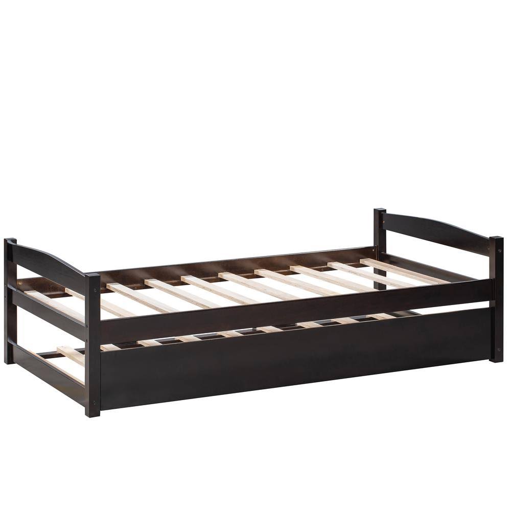 Espresso Twin Size Wooden Daybed with Trundle R683091