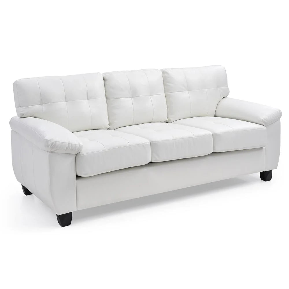 White Faux Leather Straight Sofa R217065