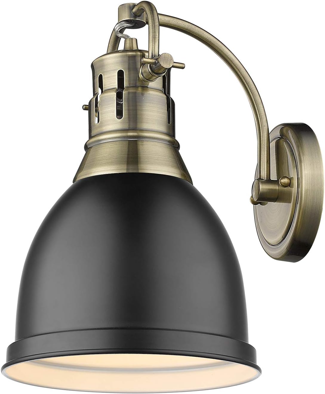 Aged Brass Sconce with Matte Black Shade Y167