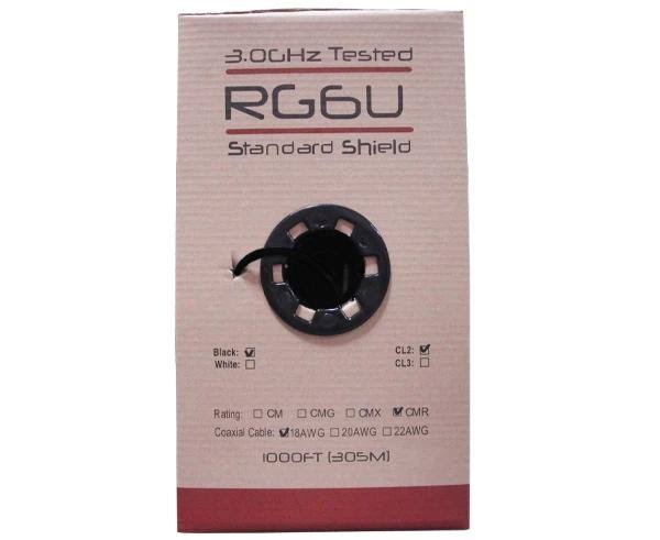 18 AWG 100% Al Foil 60% Al Braid CMR Black Coaxial Cable O81652