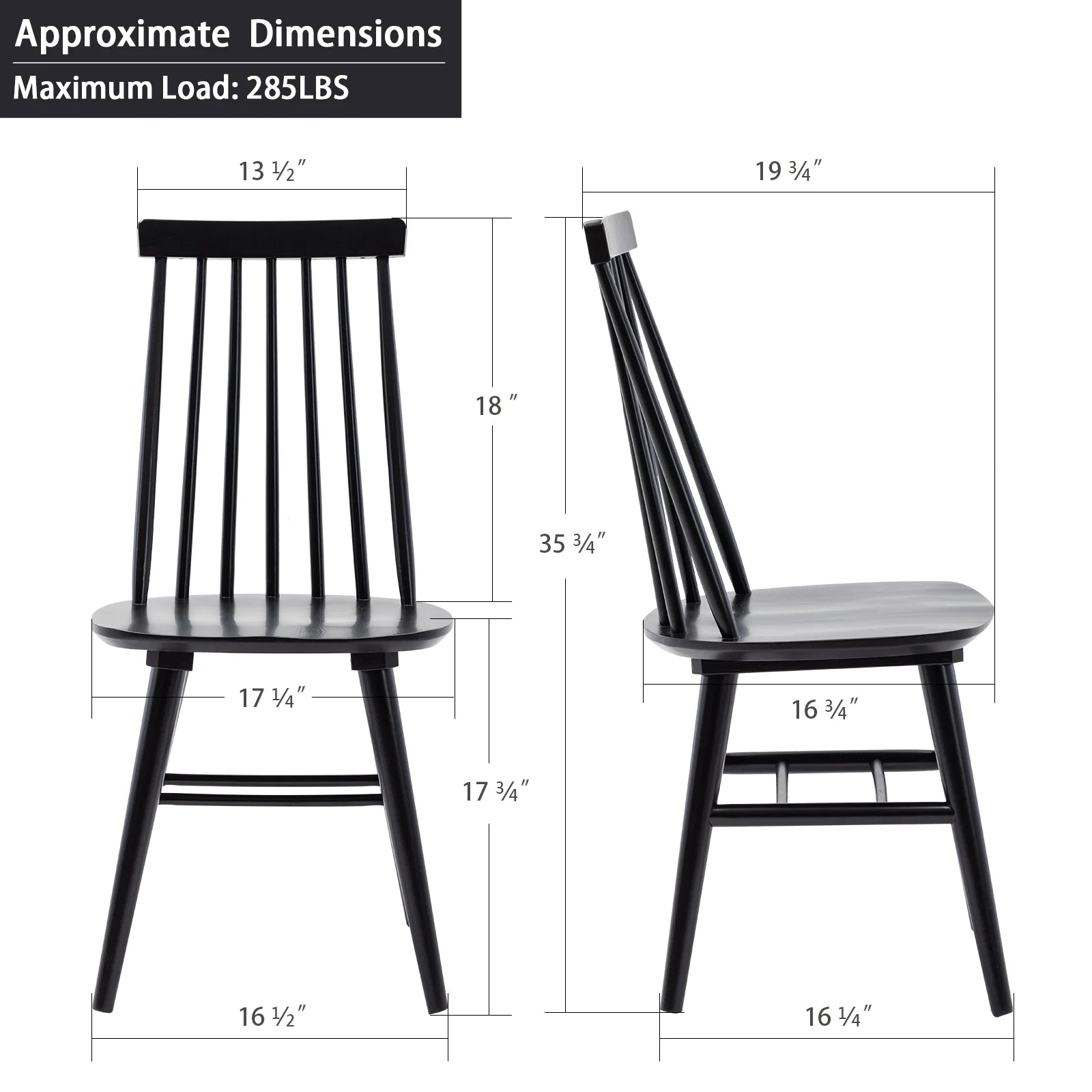 Black Wood Dining Chairs Set of 2 D89849