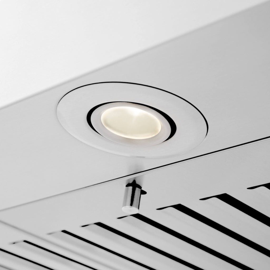 30x22 Wall Mount Range Hood in Stainless Steel with Crown Molding Y9378