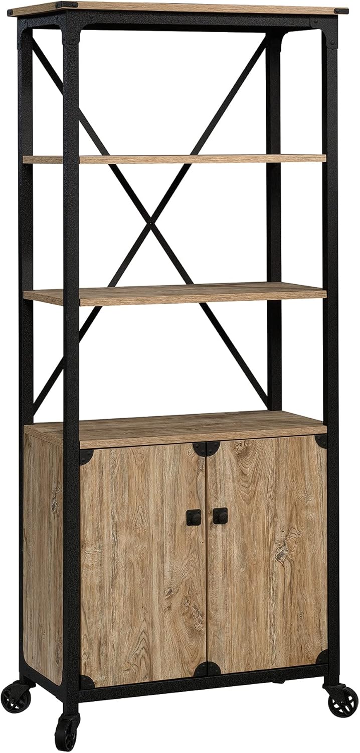 Bookcase with Doors, Carbon Oak Finish W8726