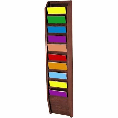 Mahogany 20-Pocket Magazine Rack E587