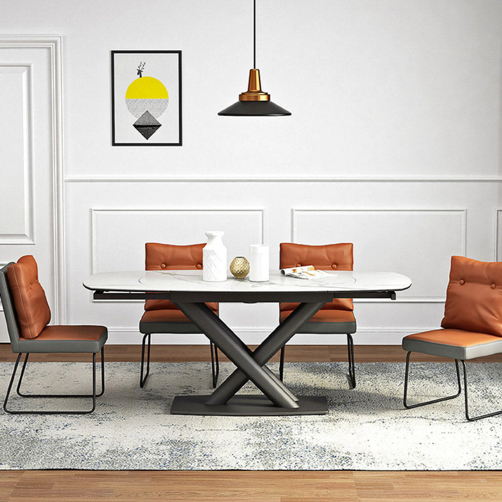 Set of 2 PU Leather High Back Kitchen Dining Chairs (orange) C126541
