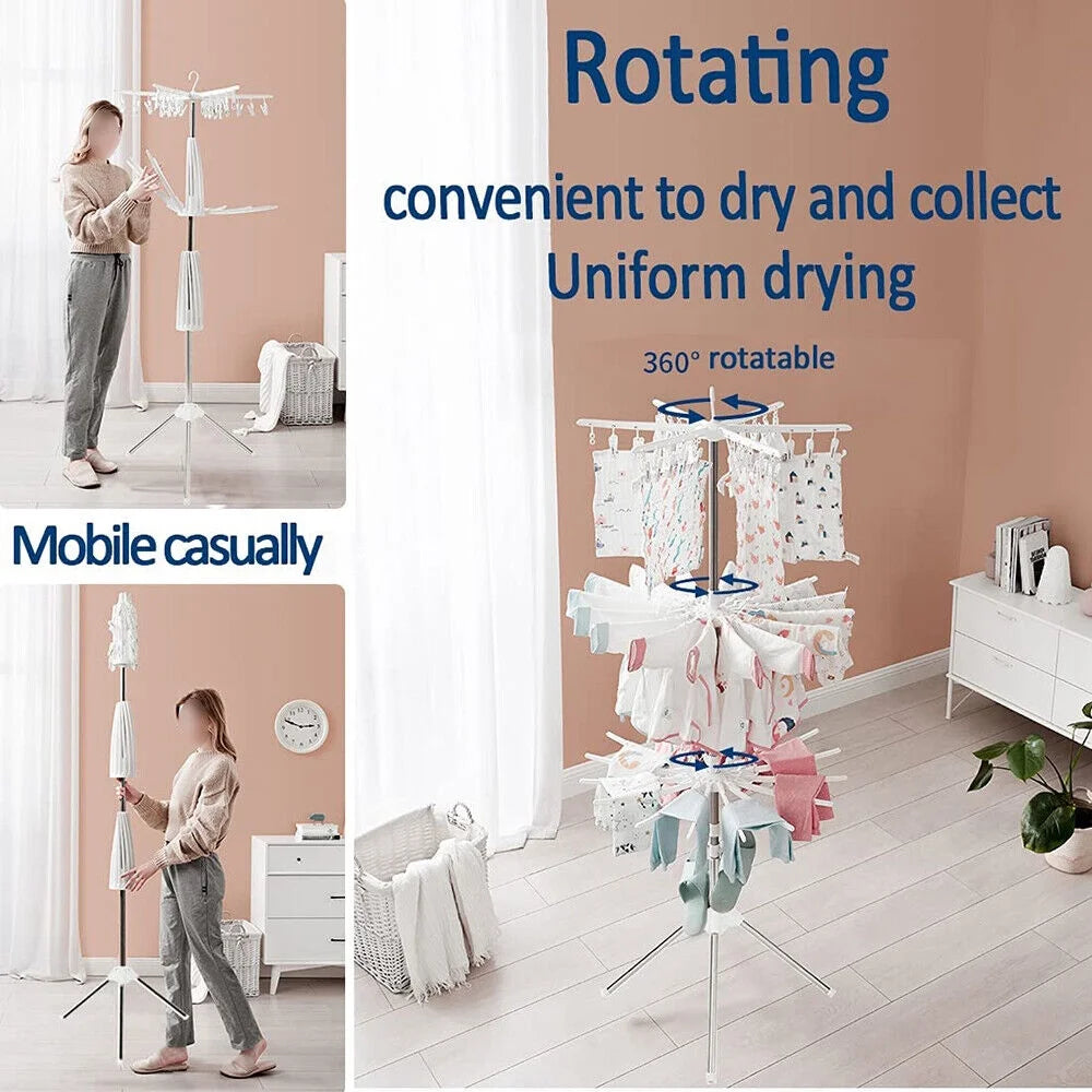 Folding 360° Rotation Clothes Drying Rack Tripod Laundry Hanger Stand A612