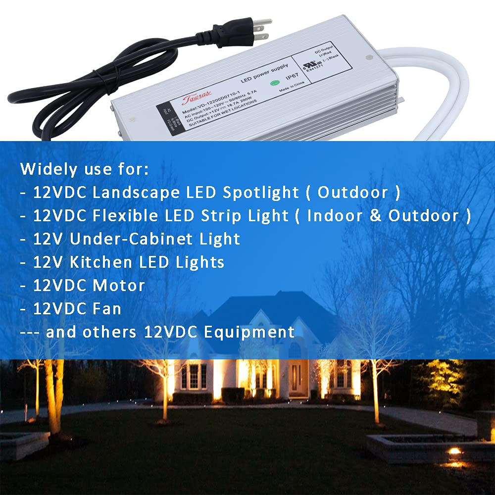 12V 200W Low Voltage Transformer IP67 Waterproof LED Driver Power Supply 200 Watts Adapter 110V AC to 12V DC Pack of 2 B261133