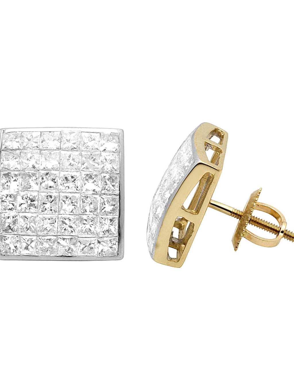 14K Yellow Gold Princess Diamond Stud Earrings 2.0ct S93797