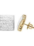 14K Yellow Gold Princess Diamond Stud Earrings 2.0ct S93797