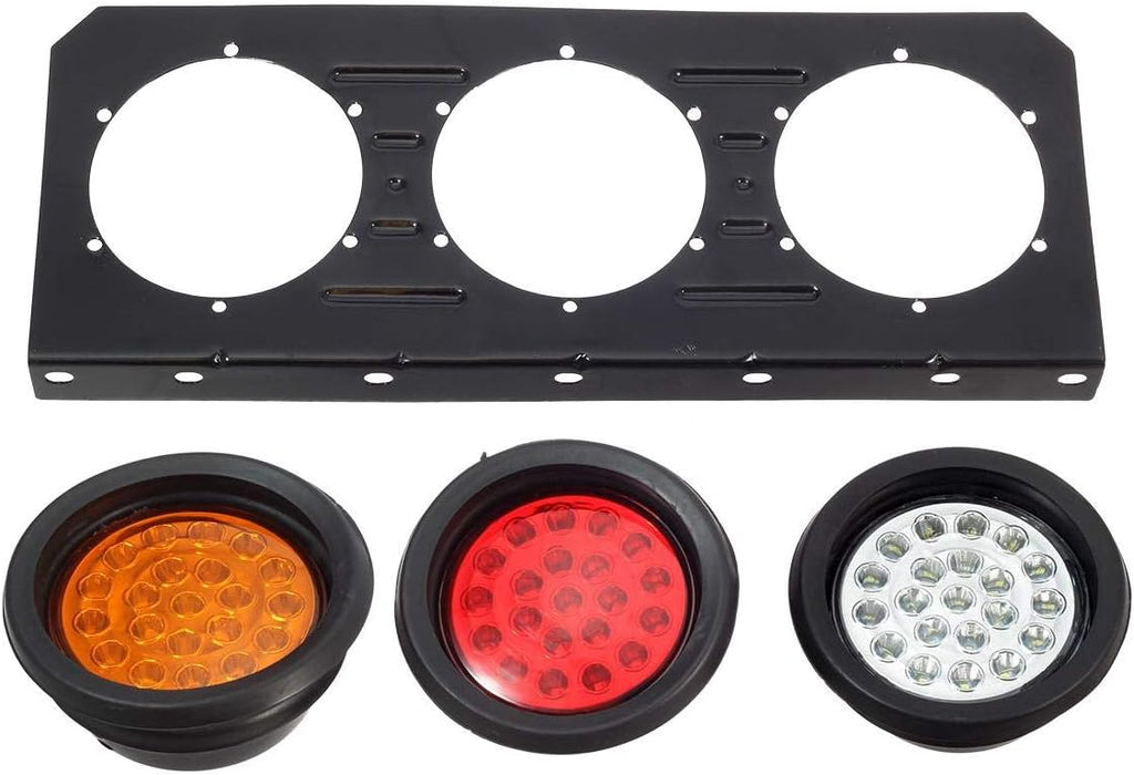 63 LED 4 Inch Round Trailer Tail Lights Bar Kit with Iron Bracket Base Waterproof 12V-30V (2pcs) Z858
