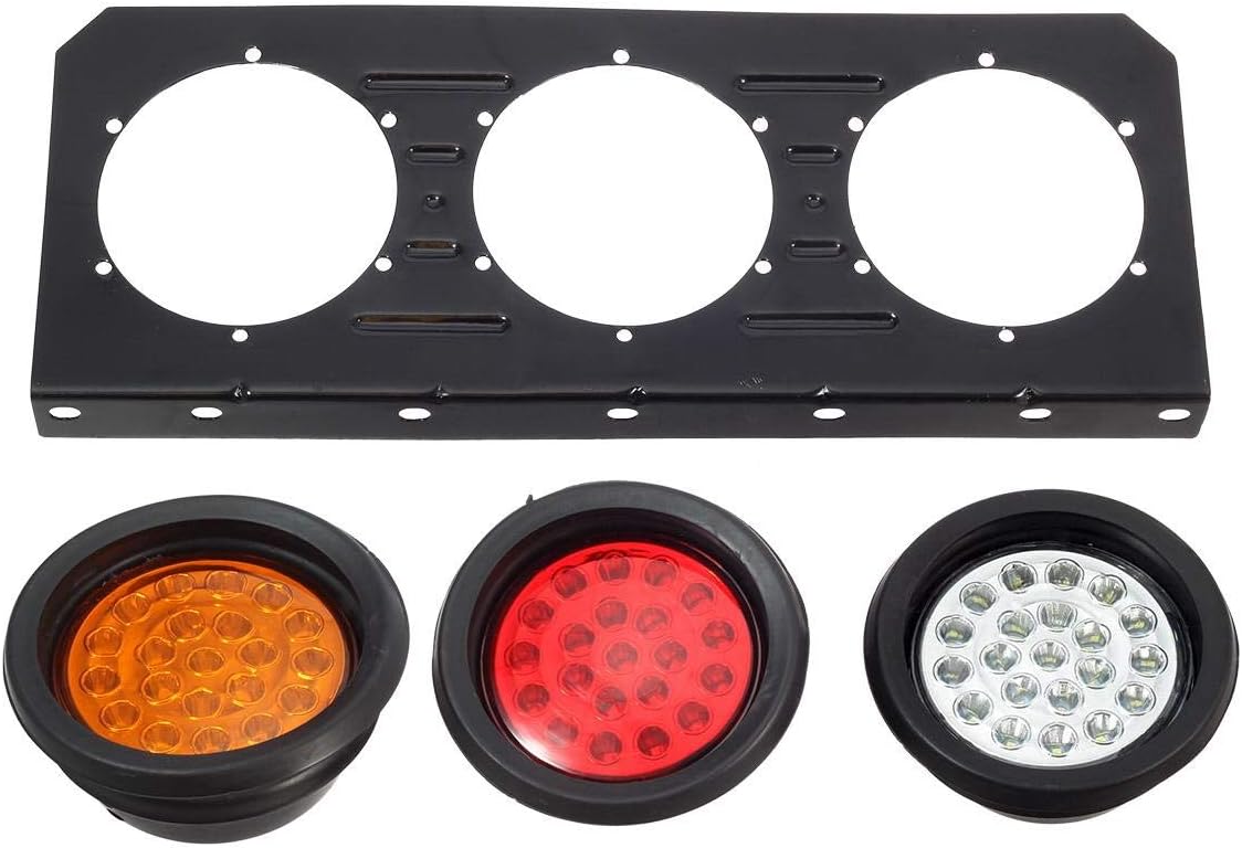 63 LED 4 Inch Round Trailer Tail Lights Bar Kit with Iron Bracket Base Waterproof 12V-30V (2pcs) Z858
