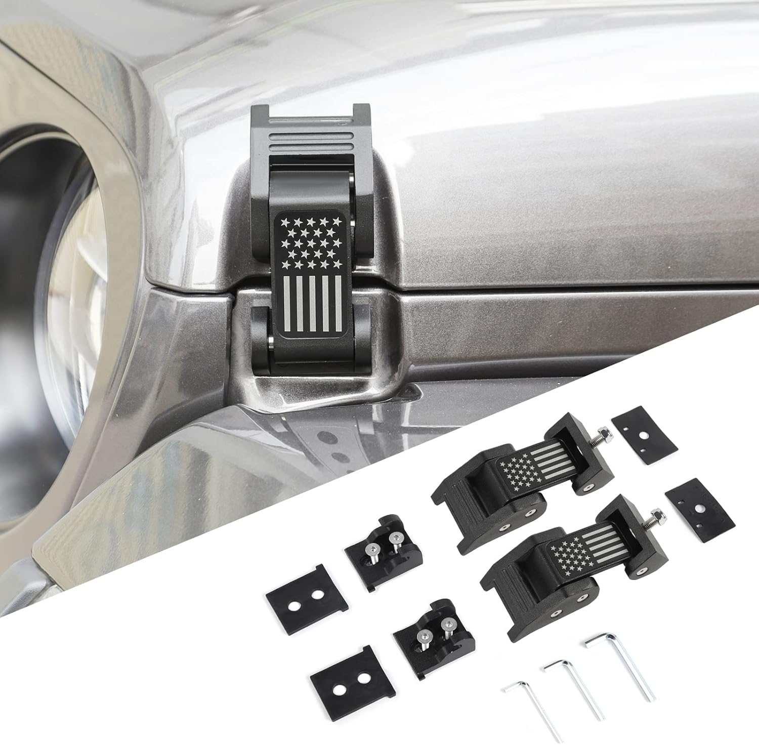 Black Stainless Steel Hood Catch Latches Pack of 2 N332
