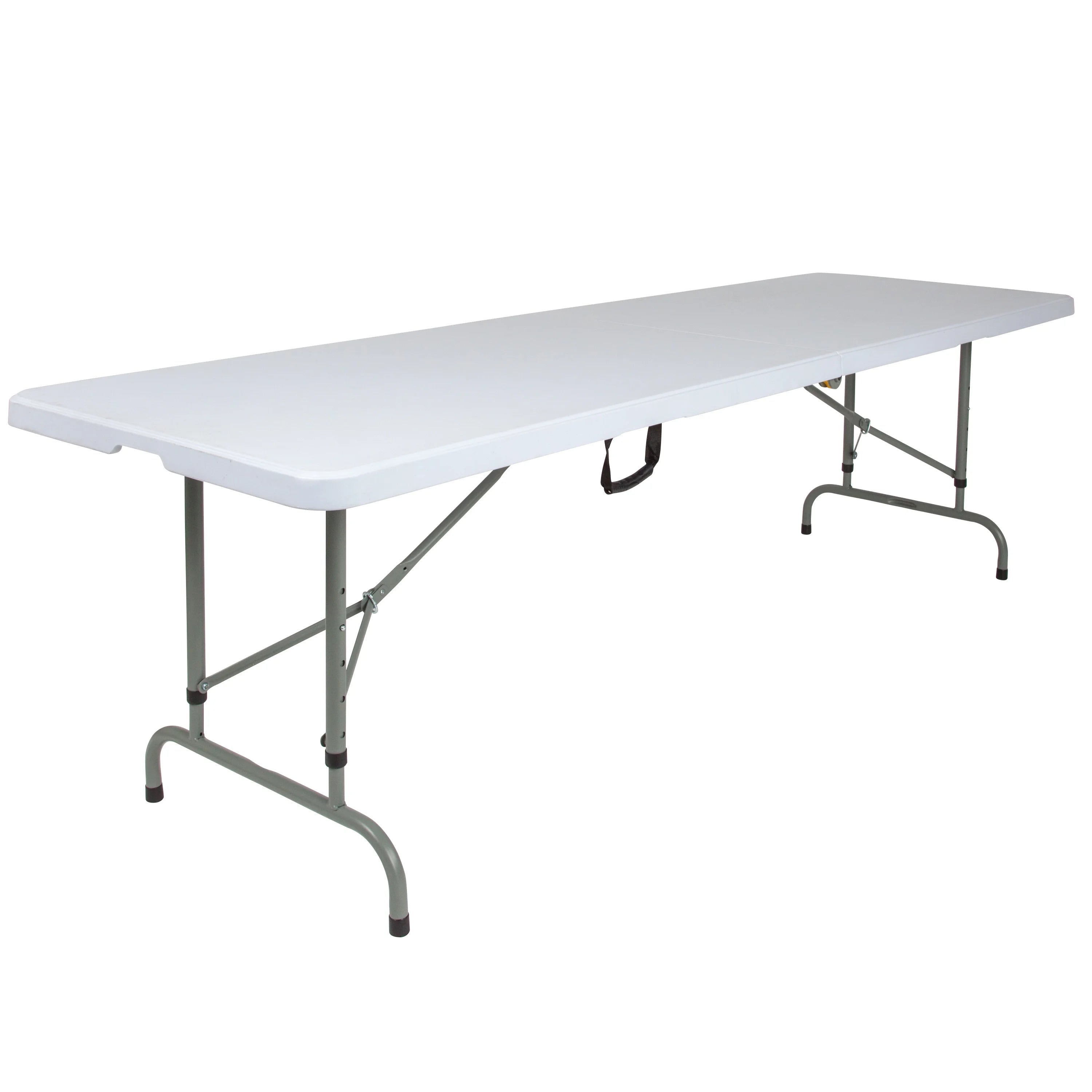 8-Foot Height Adjustable Granite White Plastic Folding Table with Handle Y32510