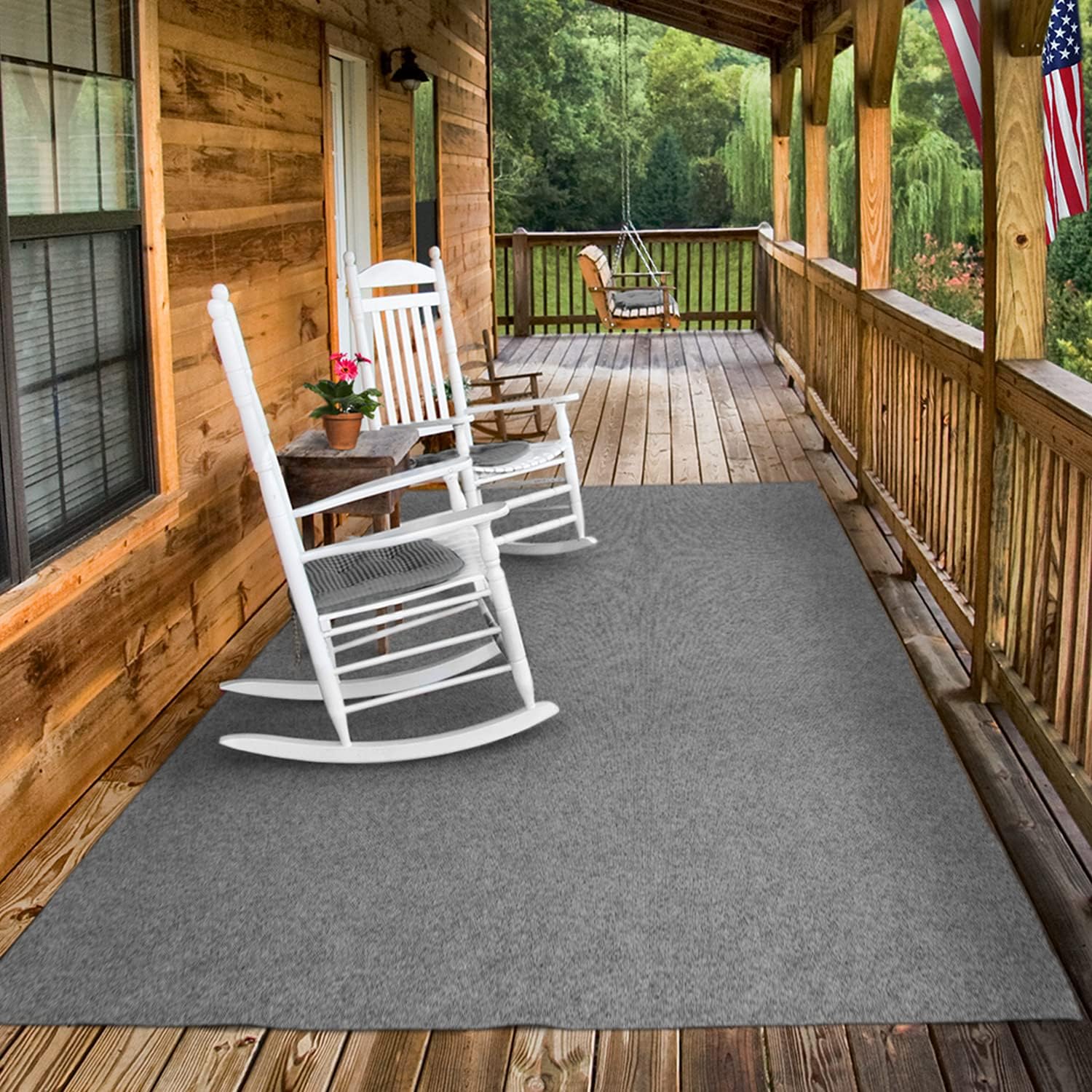 Gray 6 Feet x 15 Feet Indoor Outdoor Carpet with Rubber Backing N809281
