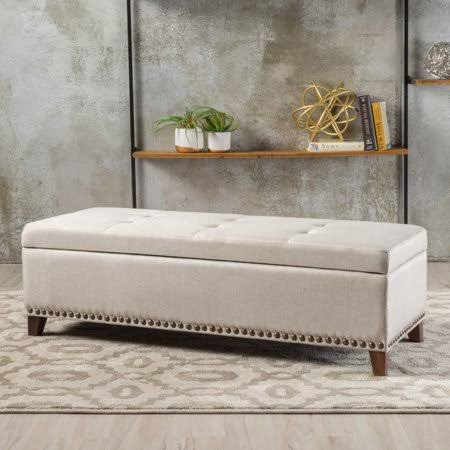 Beige Fabric Storage Ottoman O94918