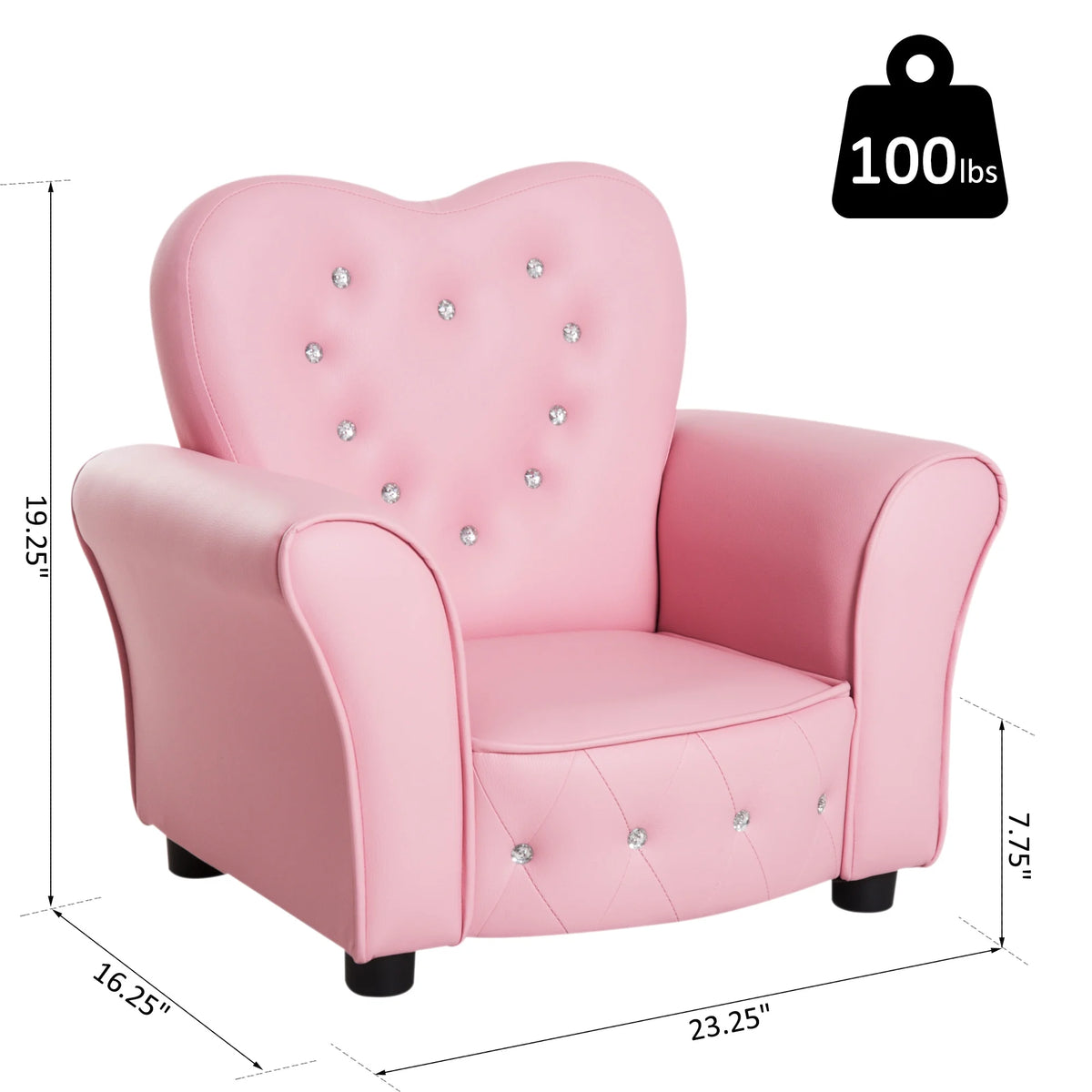 Pink Tufted Upholstered Kids Sofa Chair W49243