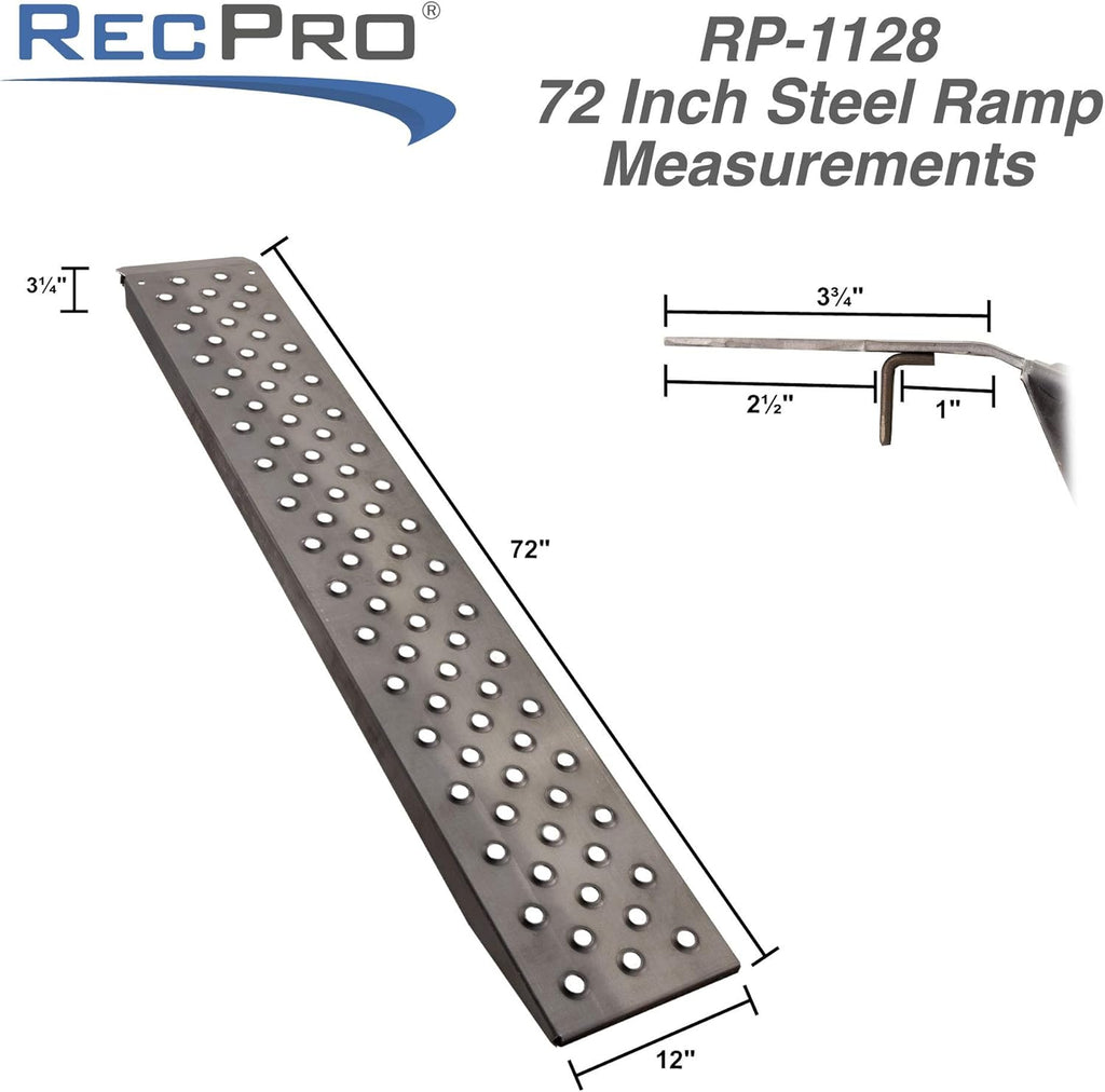 Heavy Duty 10ga Steel Trailer Loading Ramps, 2500lb Capacity (1-Pack) L60229