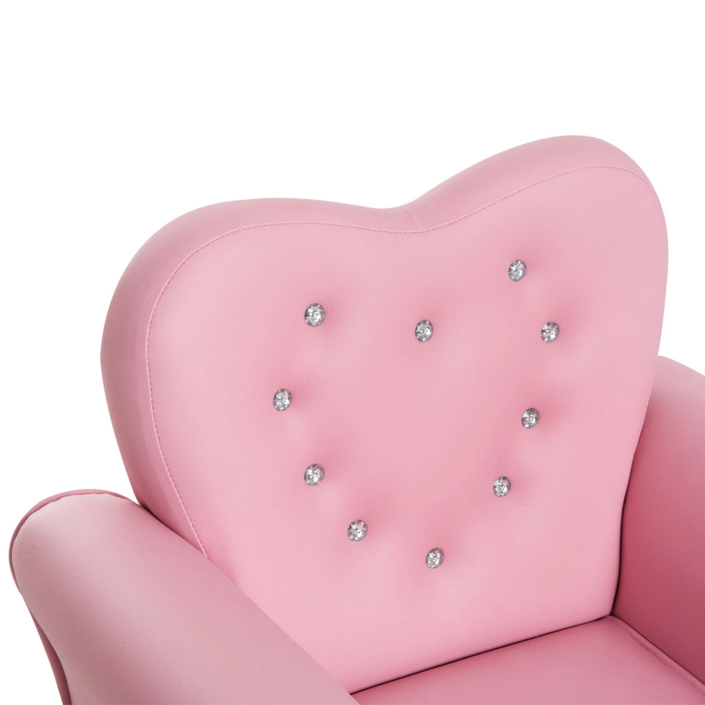 Pink Tufted Upholstered Kids Sofa Chair W49243