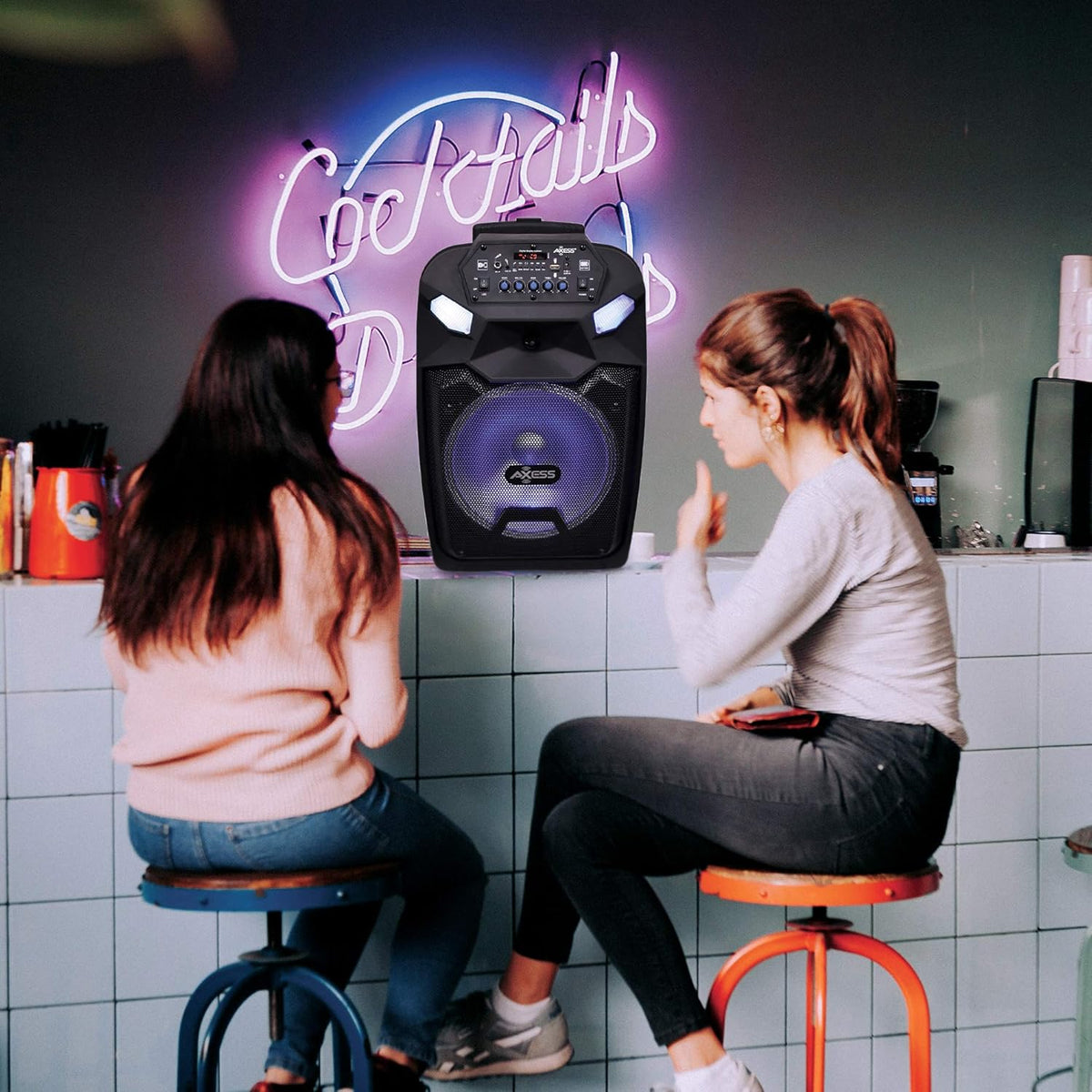 Portable PA Speaker System with Wired Microphone, 12 Wireless Bluetooth Speaker with Rechargeable Battery and Party LED Lights W710