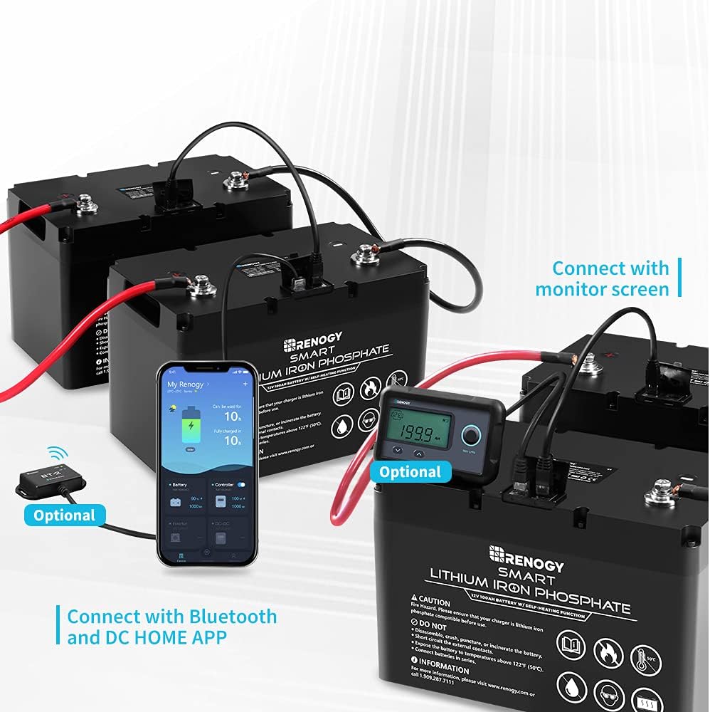 12V 100Ah Smart Lithium-Iron Phosphate Battery with Self-Heating Function S499019