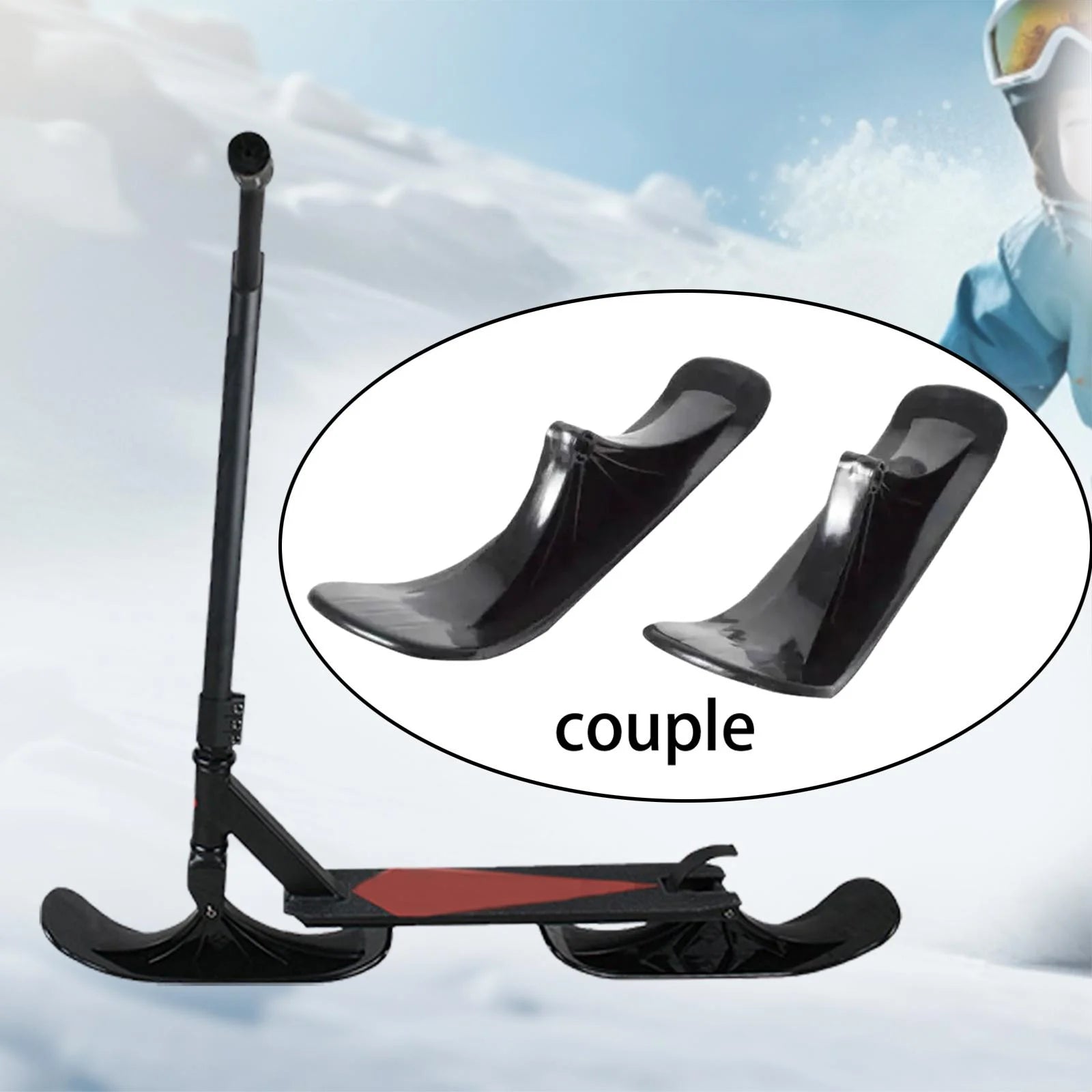 2Pcs Snow Sledge Board Set Ski Plate Bike Snowboard D359