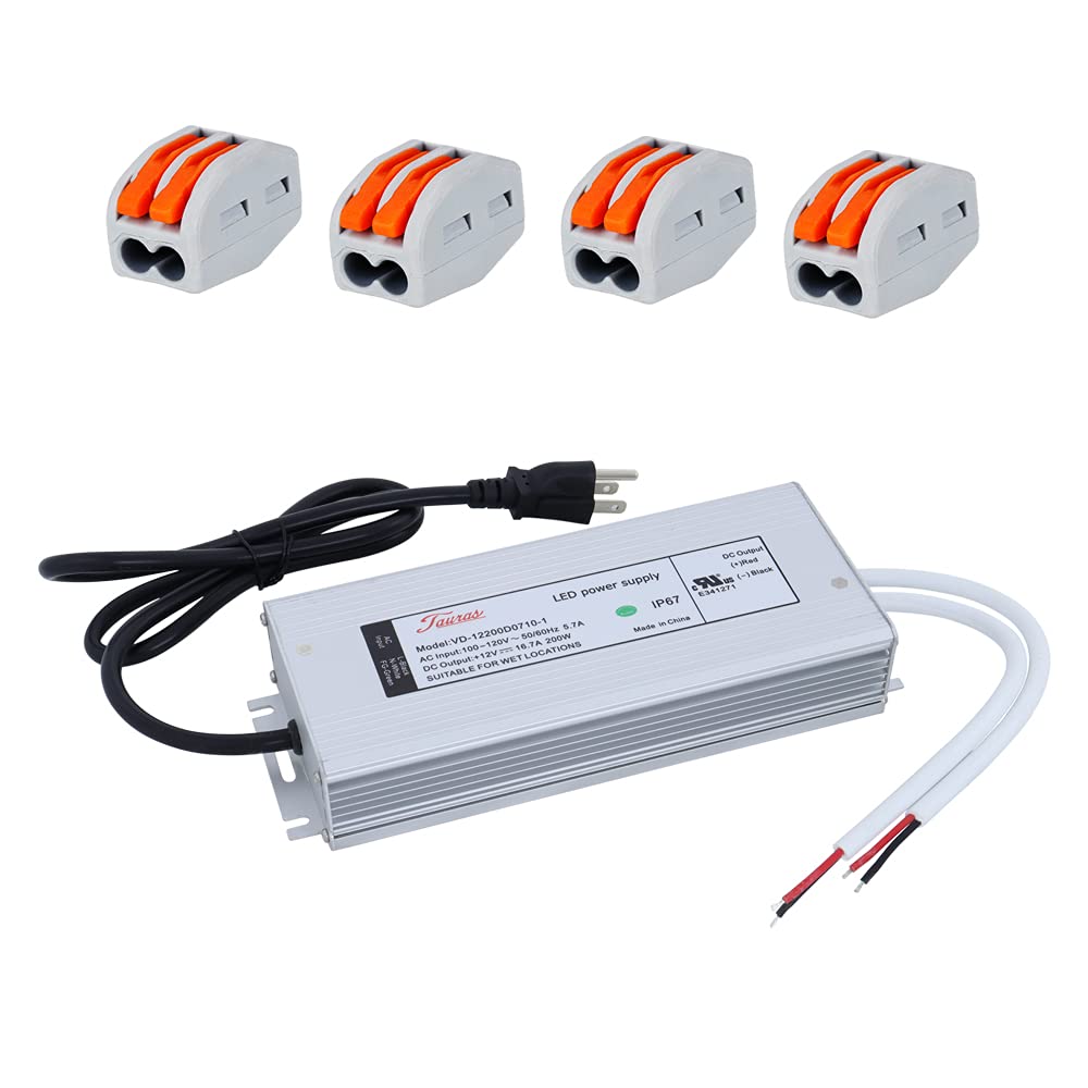 12V 200W Low Voltage Transformer IP67 Waterproof LED Driver Power Supply 200 Watts Adapter 110V AC to 12V DC Pack of 2 B261133