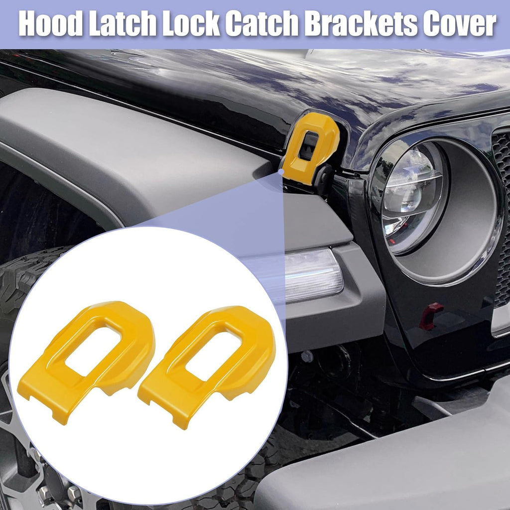 Yellow Hood Latch Lock Catch Brackets Cover for Jeep Wrangler JL JLU Gladiator JT Exterior Trim Accessories Pack of 2 T83072