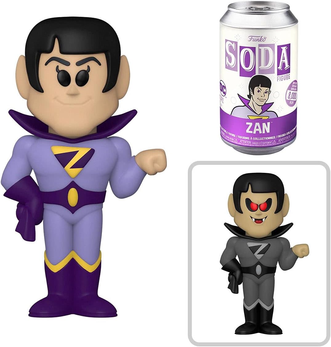 Wonder Twins Figures Zan + Jayna Soda tin Can Bundled with Bat Mite Villain & Super Friends 3 Items Pack of 2 U991352