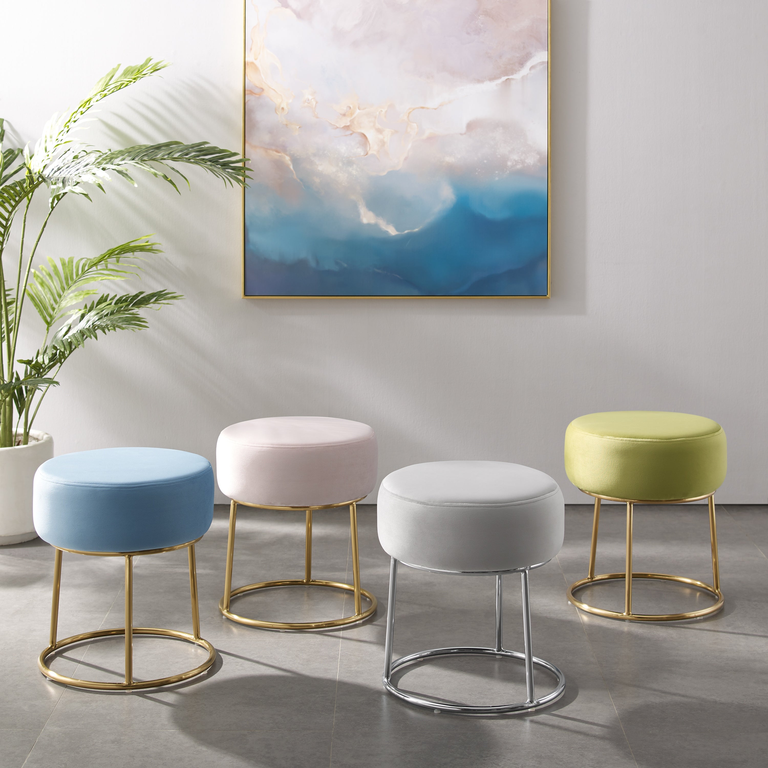 Gray Velvet Vanity Stool J5463