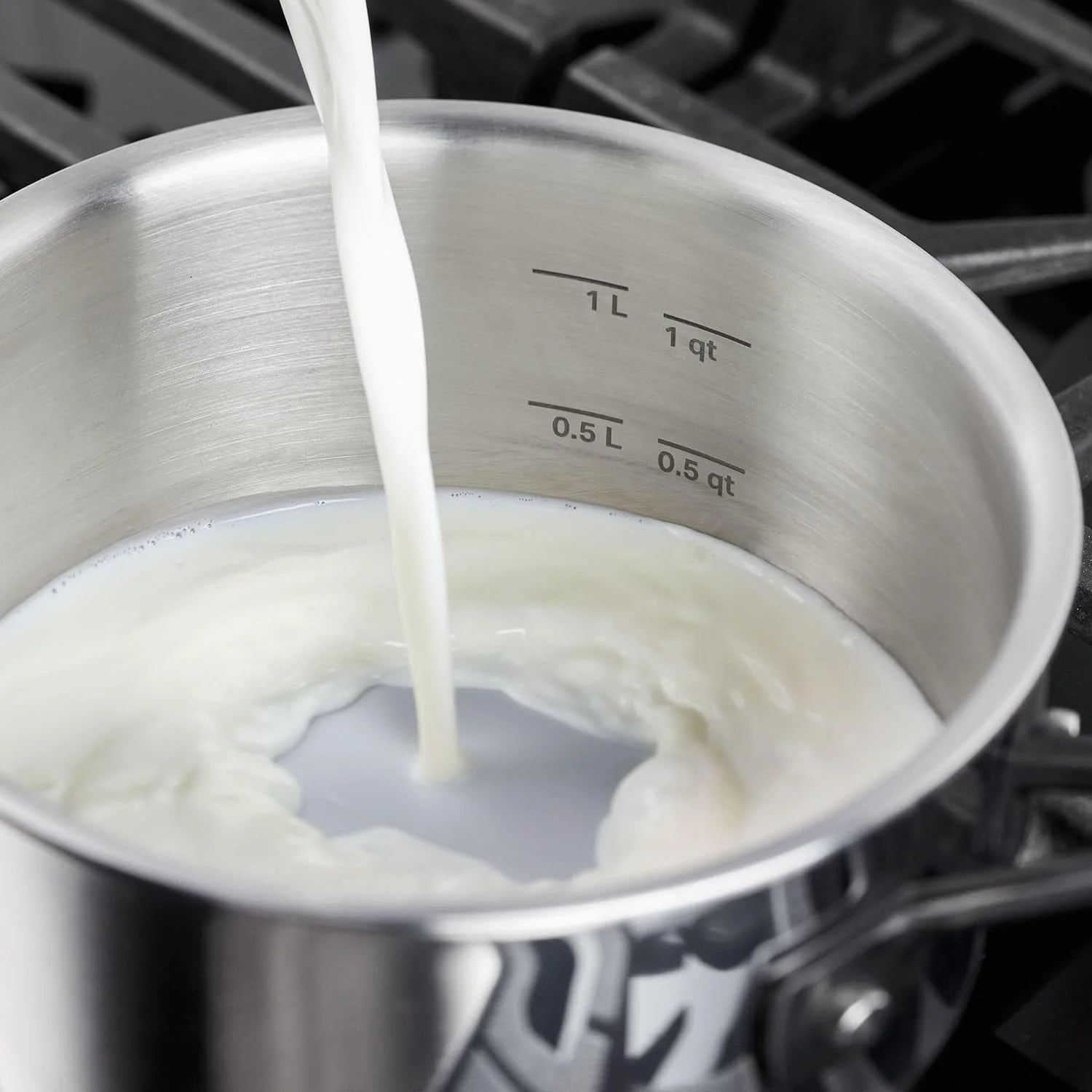 5-Ply Clad Polished Stainless Steel Saucepan with Lid, 3 Quart D509
