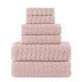 6-Piece 100% Turkish Cotton Jacquard Braided Textured Towel Set, Black O724815