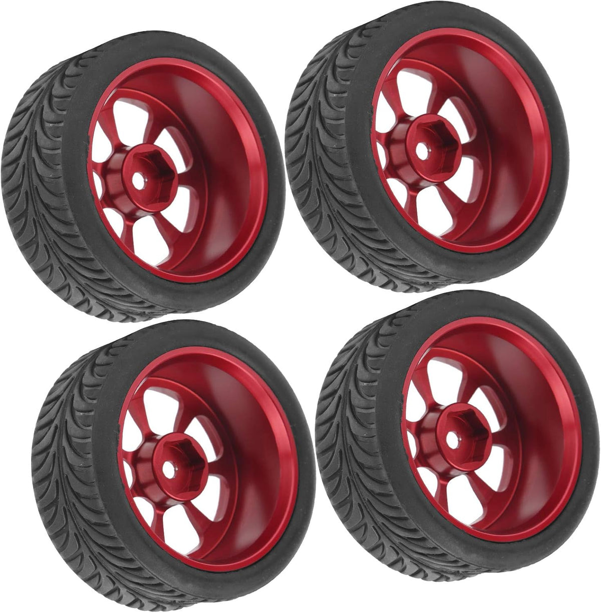 4Pcs Metal Wheel Rims Tires with Adapter for 1/18 RC Car I37681