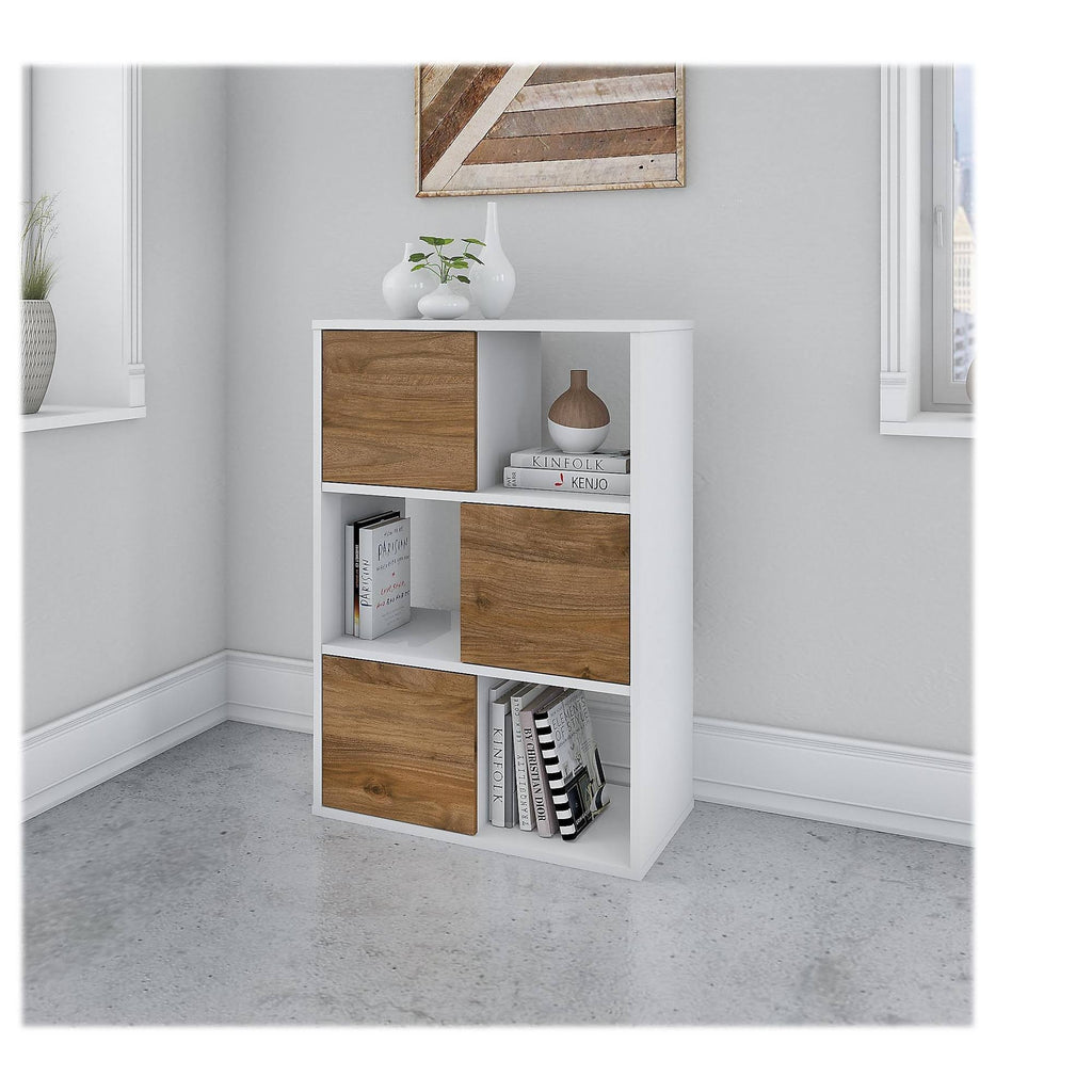 White and Fresh Walnut 6-Cube Organizer Q858883