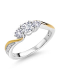 3 Stone Engagement Ring (0.56 Cttw, White Lab Grown Diamond, White Created Sapphire) T7705