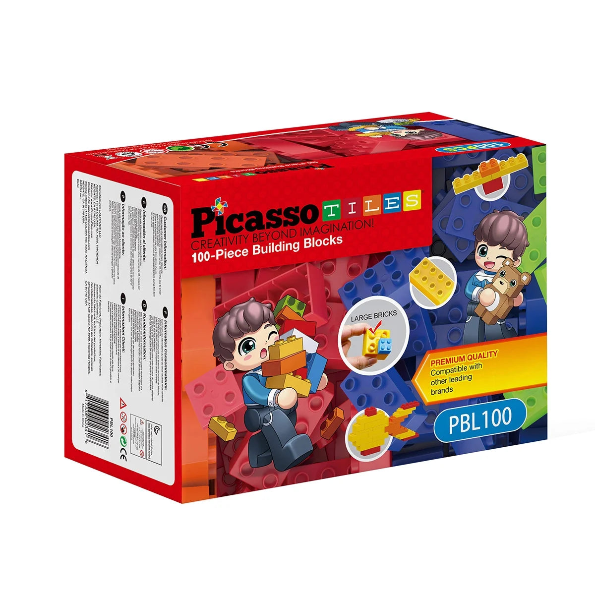 100 Piece Multicolor Brick Building Block Kit J136
