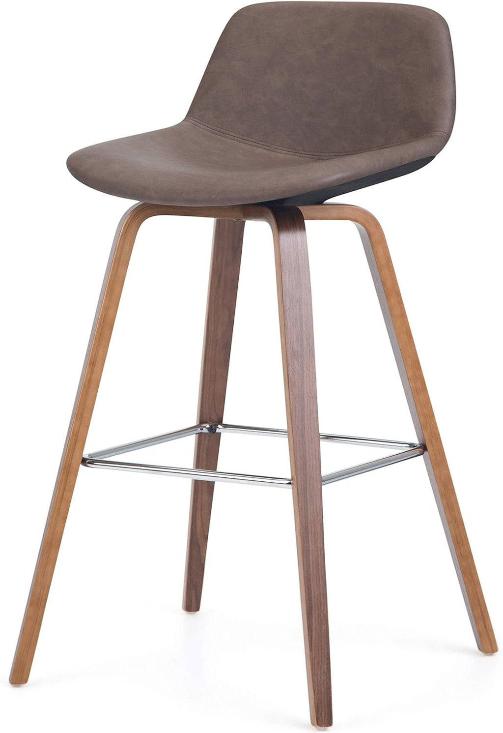 Distressed Chocolate Brown Vegan Faux Leather Bentwood Counter Height Stool Set Of 2 P44128