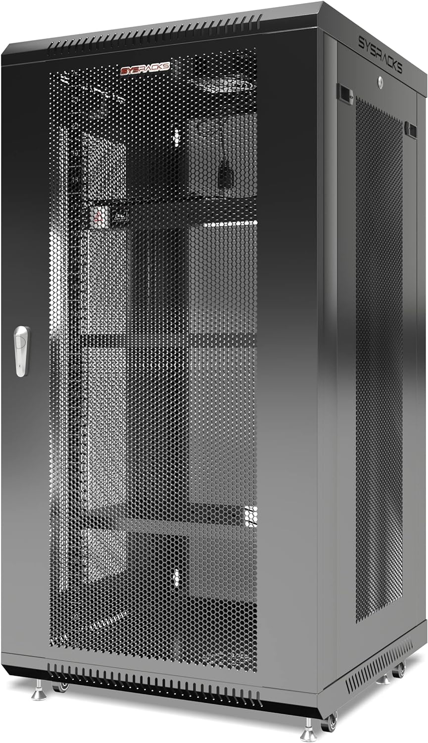 22U Locking Network Cabinet with Casters and Shelf T47117