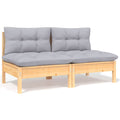 Gray Cushions Solid Pinewood 2-Seater Patio Sofa I35176