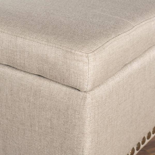 Beige Fabric Storage Ottoman O94918