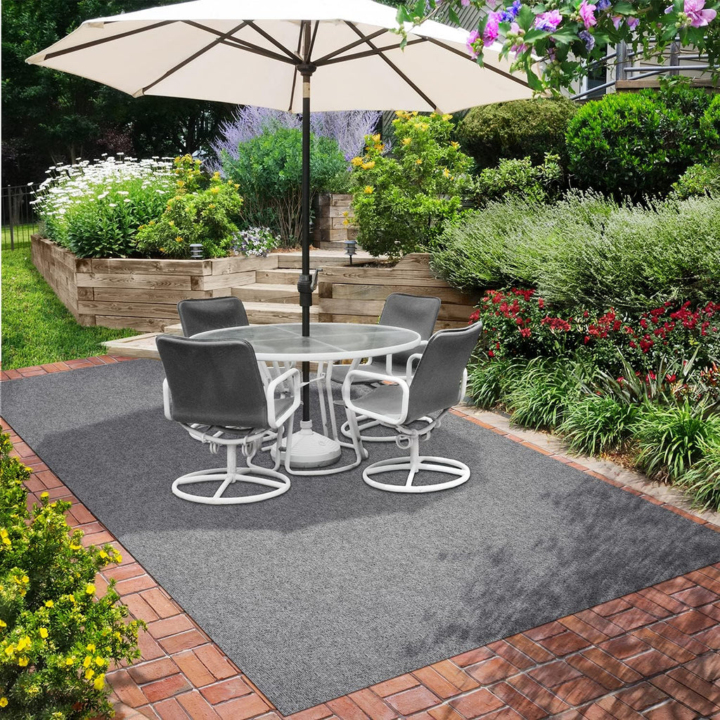 Gray 6 Feet x 15 Feet Indoor Outdoor Carpet with Rubber Backing N809281