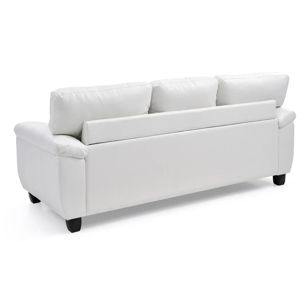 White Faux Leather Straight Sofa R217065