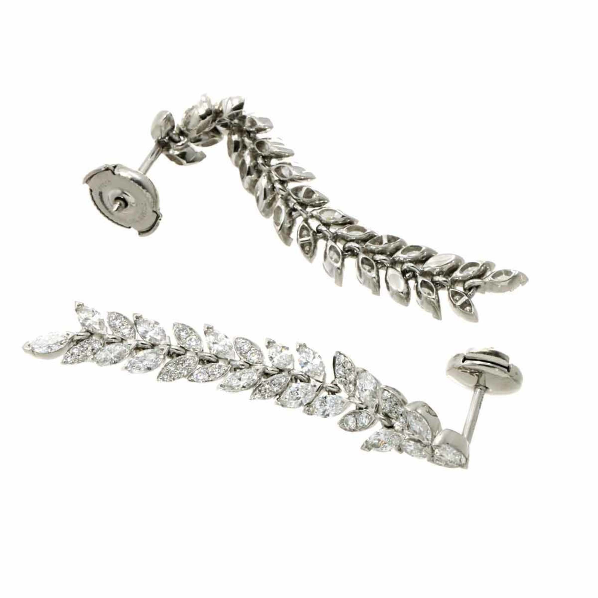 Victoria Vine Drop Diamond Earrings Platinum Pierced B7898