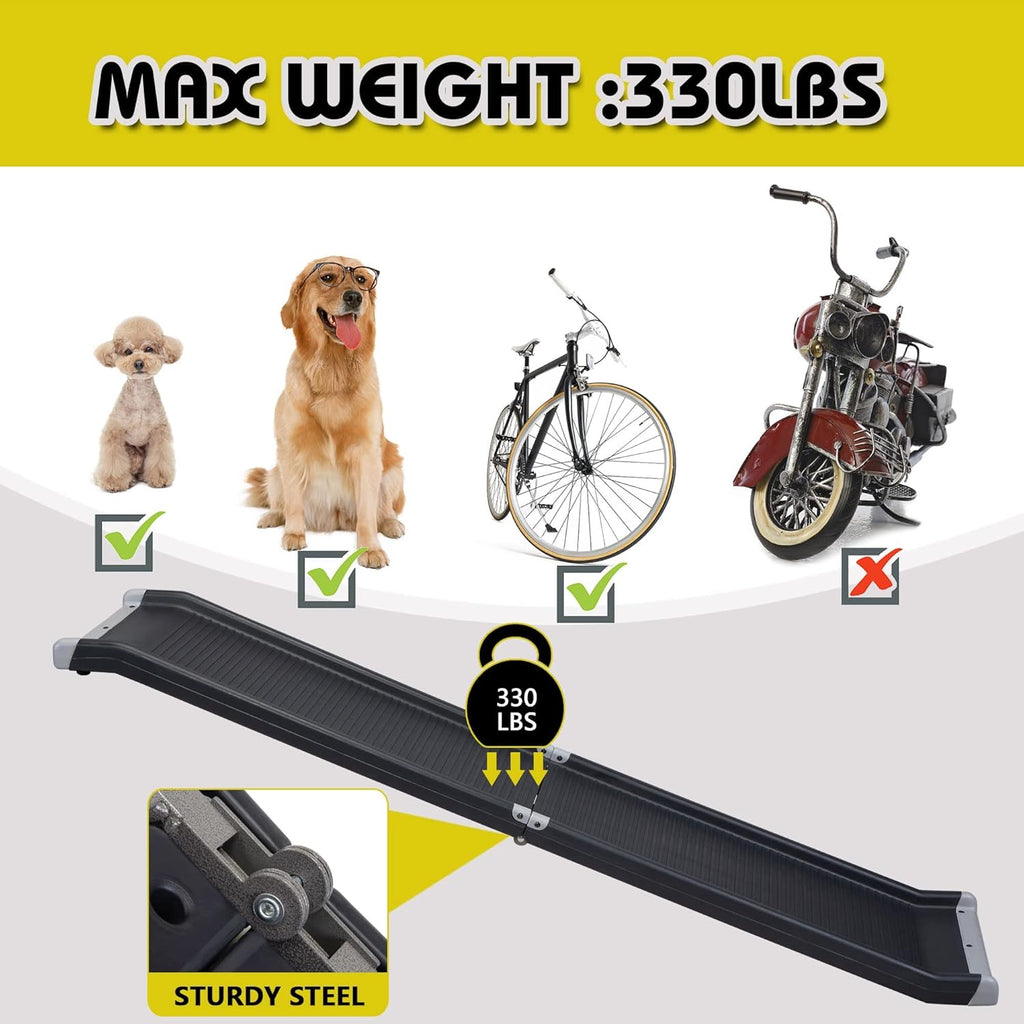 Folding Pet Ramp with Side Rails, 63 L x 14.75 W, Black K346