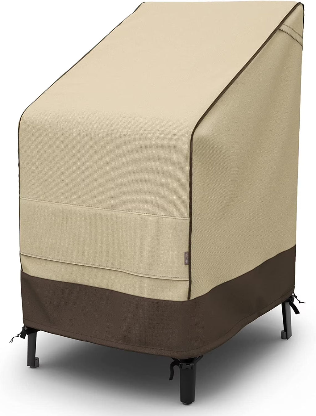 45" Patio Stacked Chair Cover, 600D Oxford Fabric Waterproof with Straps, Large Air Vents, Brown & Khaki R9337