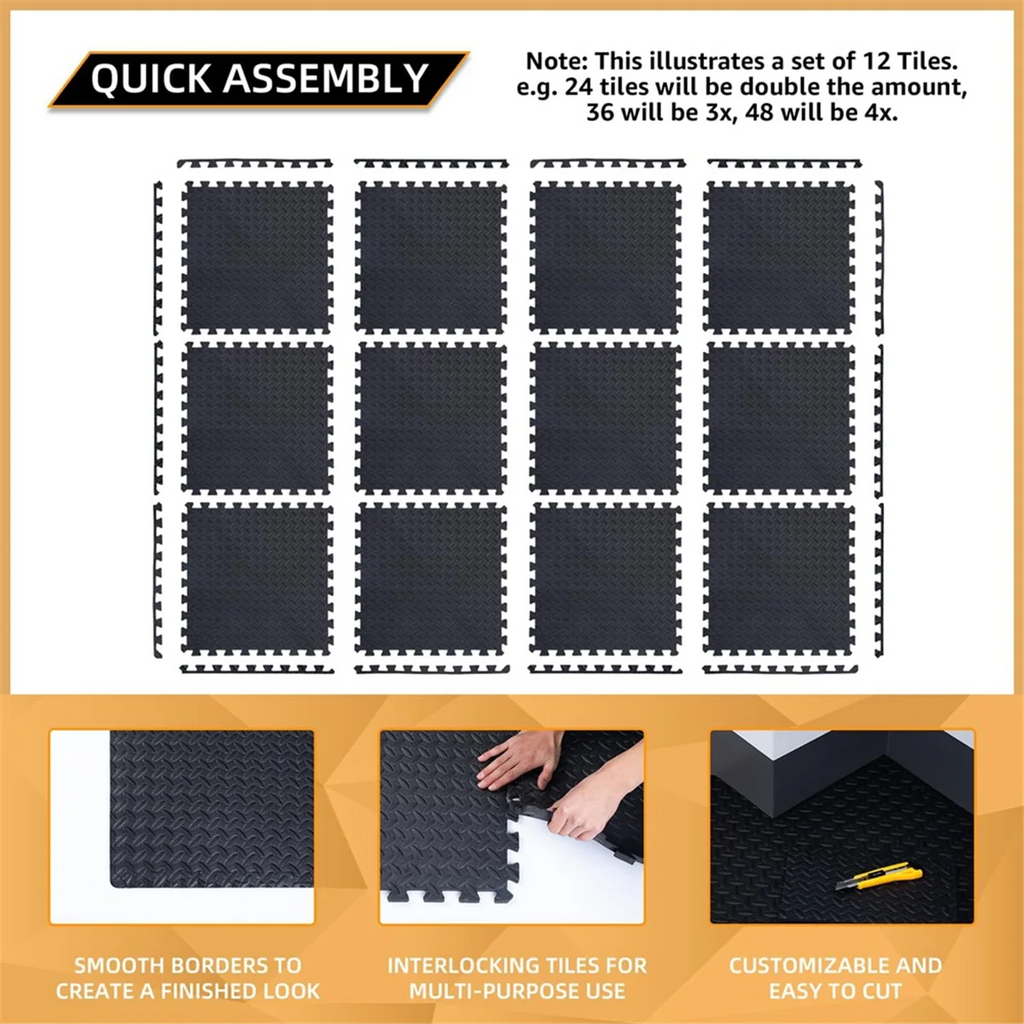 12 Pack Black Floor Exercise Mat T84438