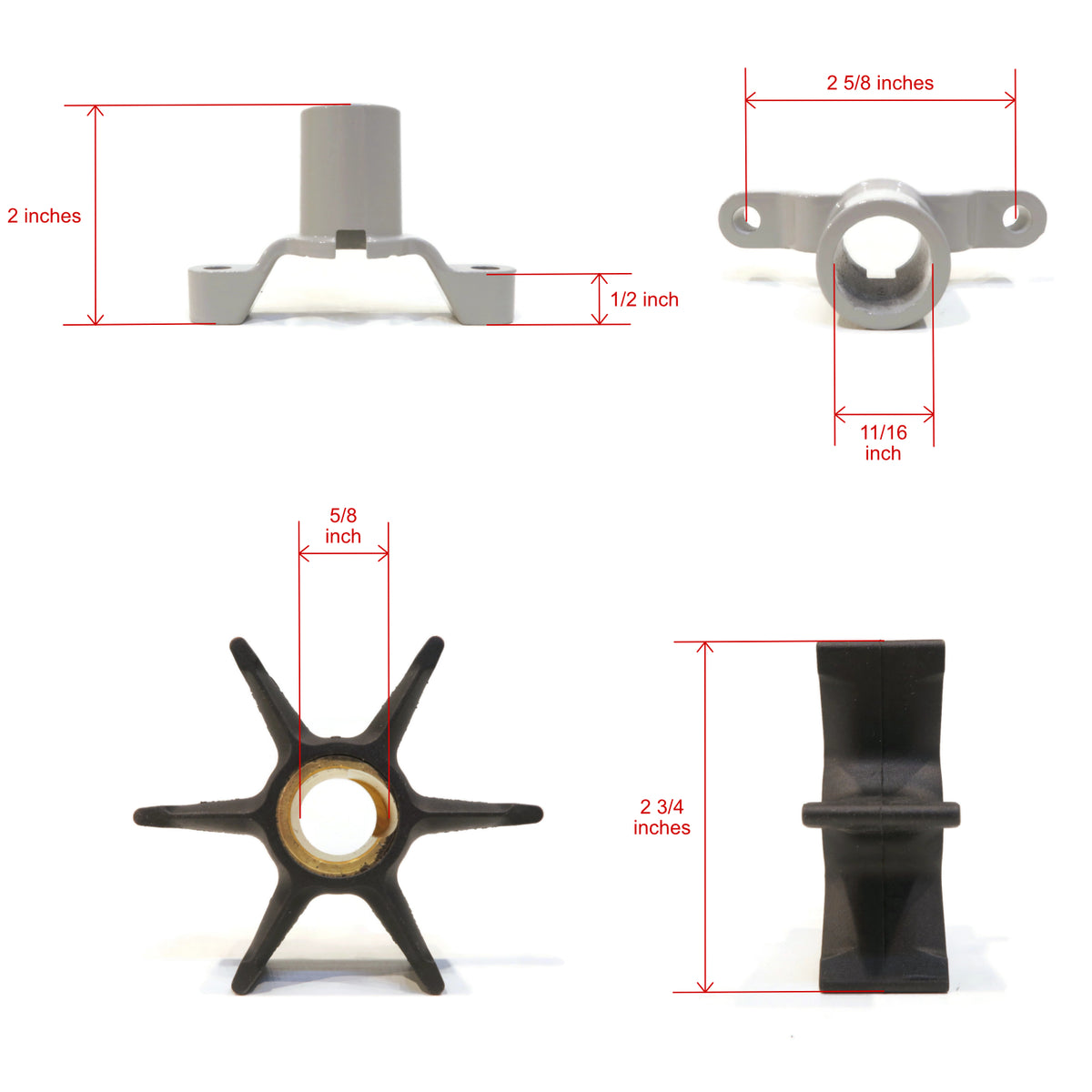 Water Pump Impeller Kit For 1987 Evinrude 50 HP Boat Motor Q537