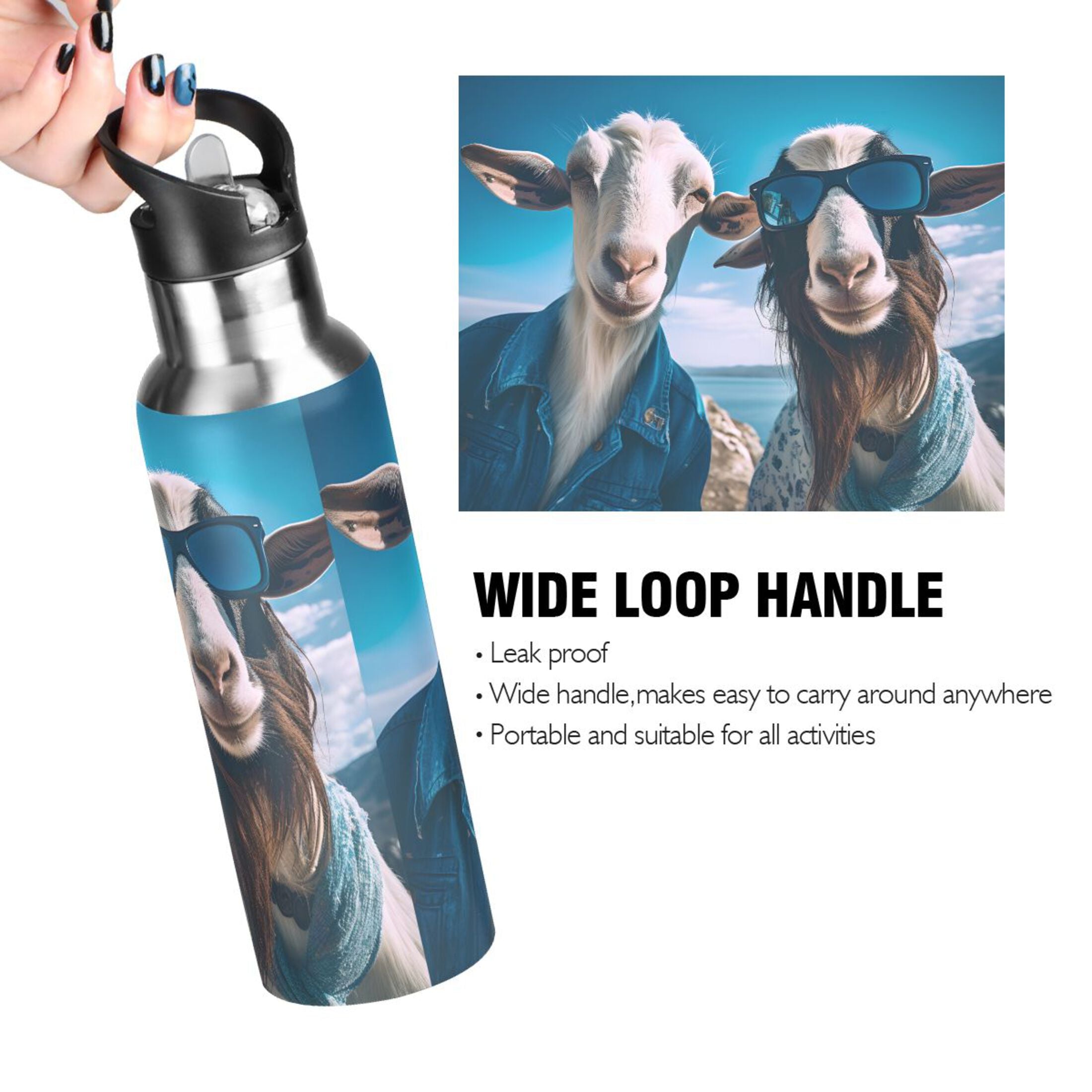 20 oz Insulated Stainless Steel Water Bottle with Straw Lid B948