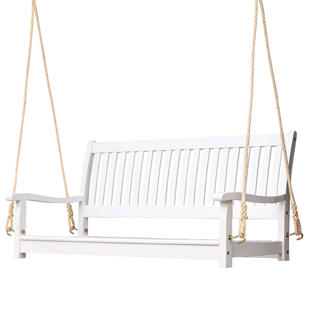 White Wooden Porch Swing Bench P50145
