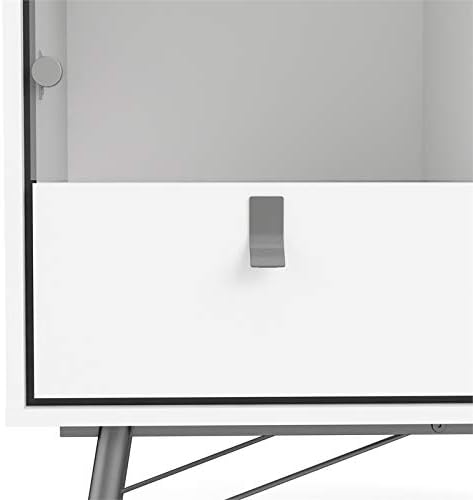 White Matte/Black Drawer China Cabinet with Glass Door D270