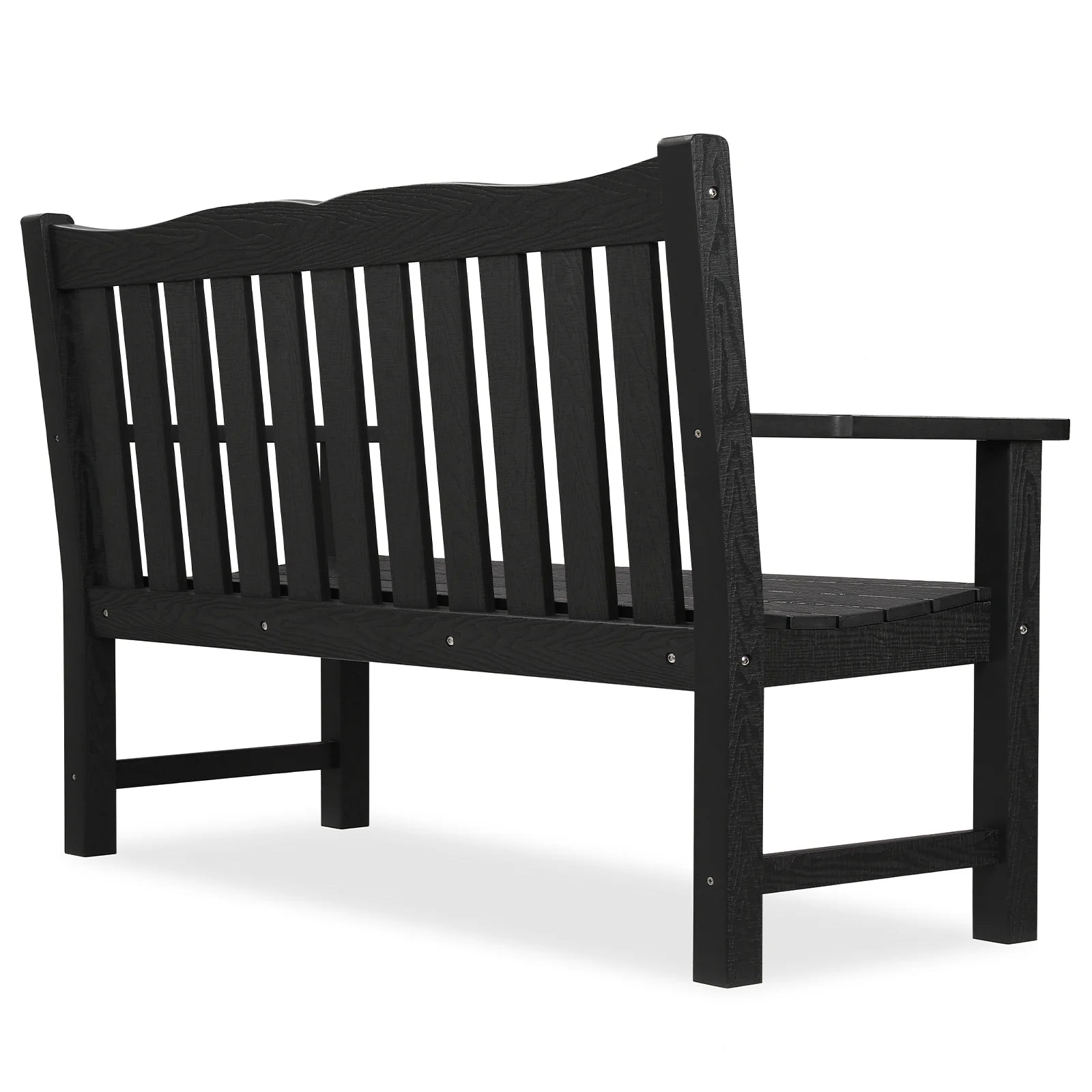 Black Two Person Outdoor Garden Bench with Armrest A468950